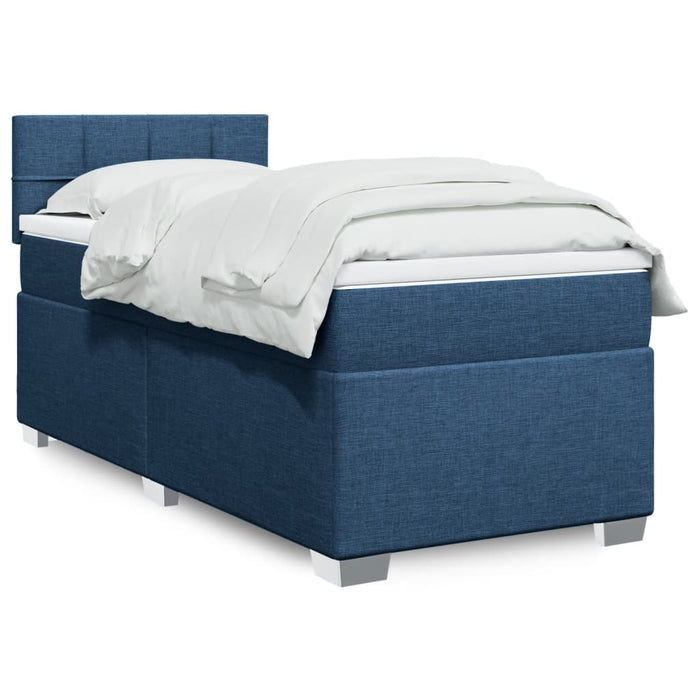 Pat box spring cu saltea, albastru, 80x200 cm, textil - WALTI WALTI