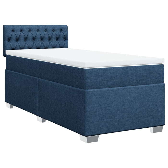 Pat box spring cu saltea, albastru, 80x200 cm, textil - WALTI WALTI