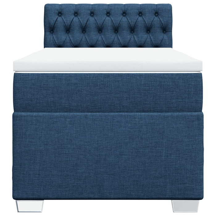 Pat box spring cu saltea, albastru, 80x200 cm, textil - WALTI WALTI