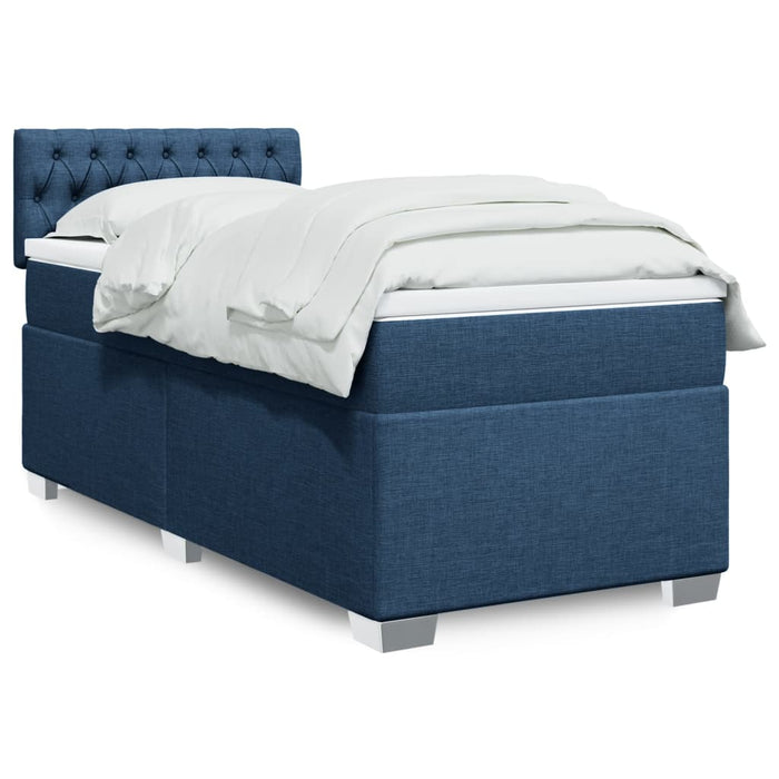 Pat box spring cu saltea, albastru, 80x200 cm, textil - WALTI WALTI