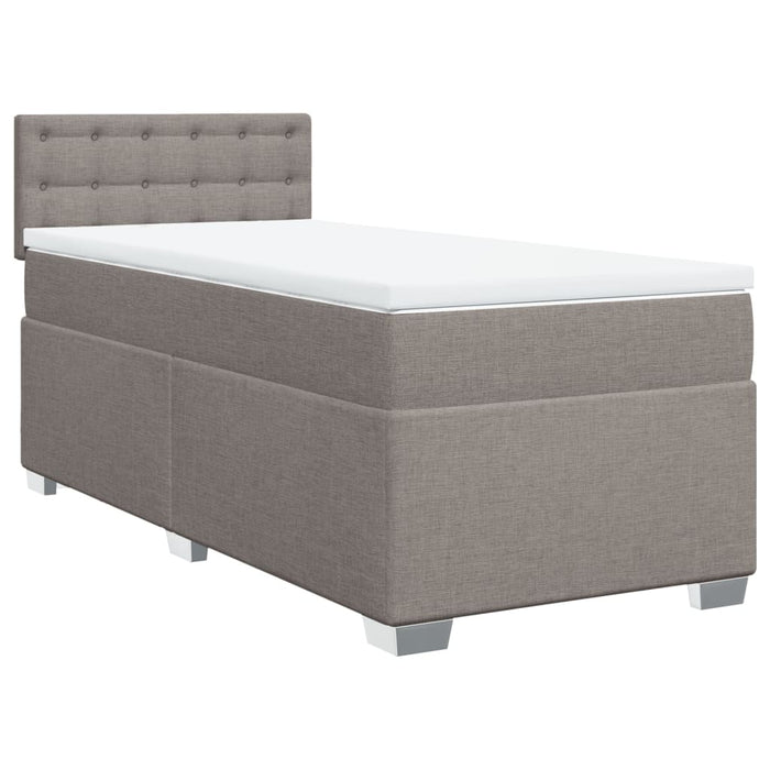 Pat box spring cu saltea, gri taupe, 80x200 cm, textil WALTI