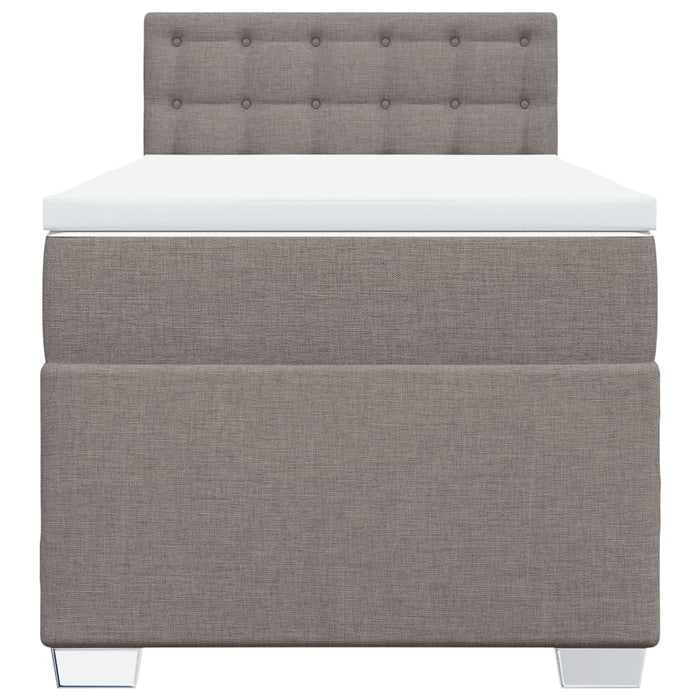 Pat box spring cu saltea, gri taupe, 80x200 cm, textil WALTI