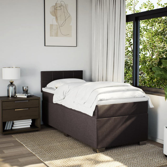 Pat box spring cu saltea, maro închis, 90x190 cm, textil - WALTI WALTI