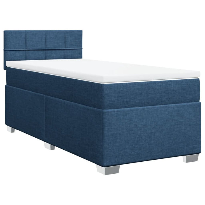 Pat box spring cu saltea, albastru, 90x190 cm, textil - WALTI WALTI
