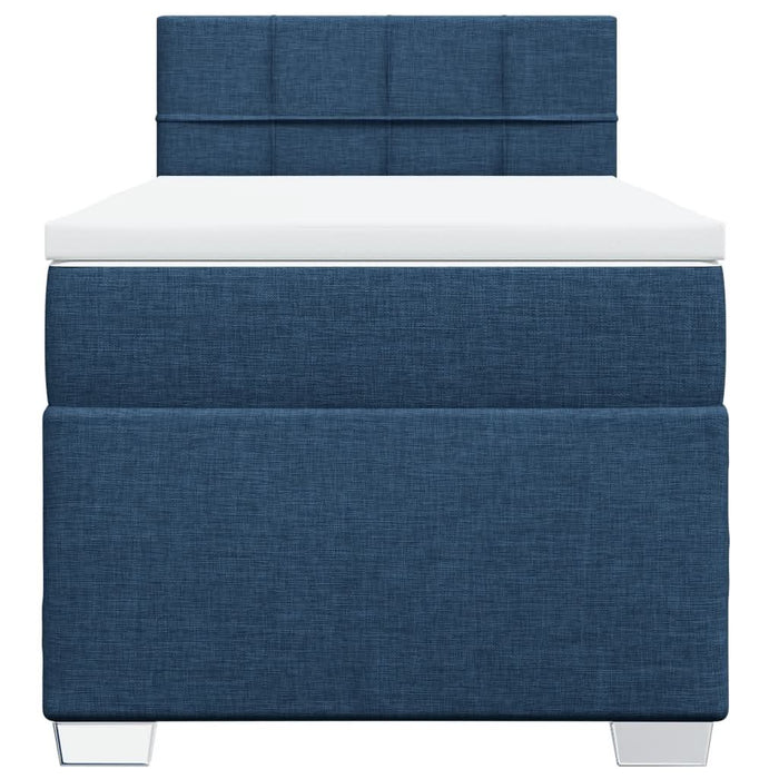 Pat box spring cu saltea, albastru, 90x190 cm, textil - WALTI WALTI