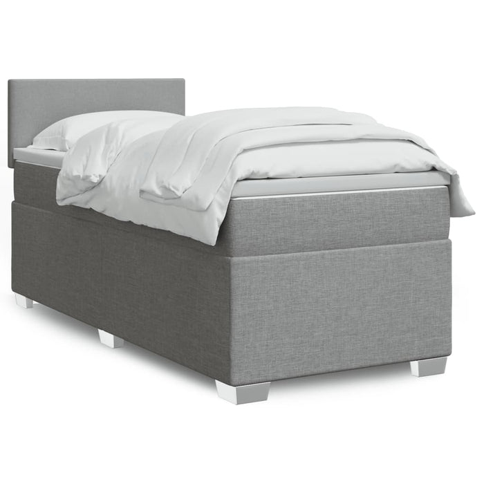 Pat box spring cu saltea, gri deschis, 90x200 cm, textil - WALTI WALTI