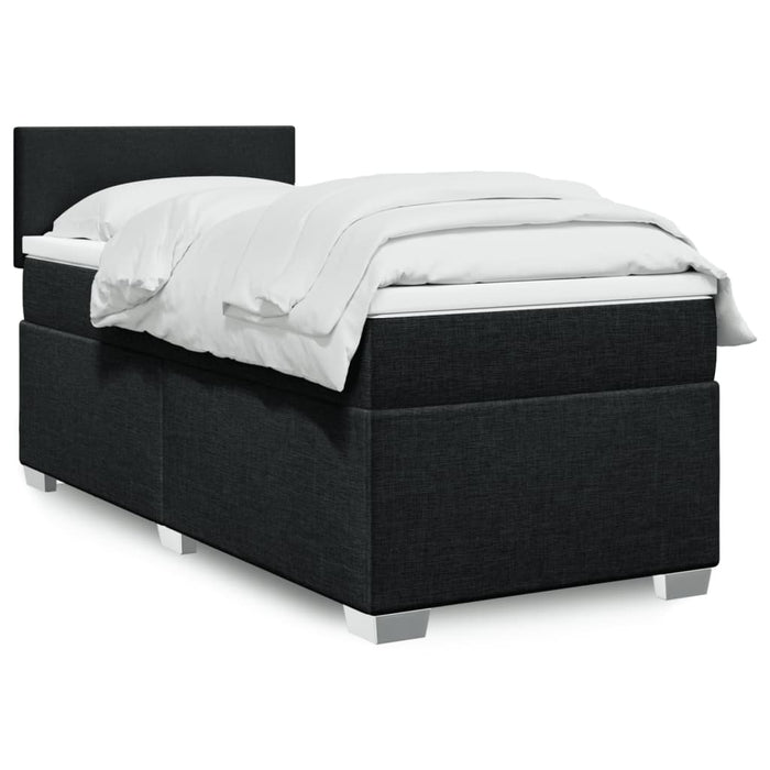 Pat box spring cu saltea, negru, 90x200 cm, textil - WALTI WALTI