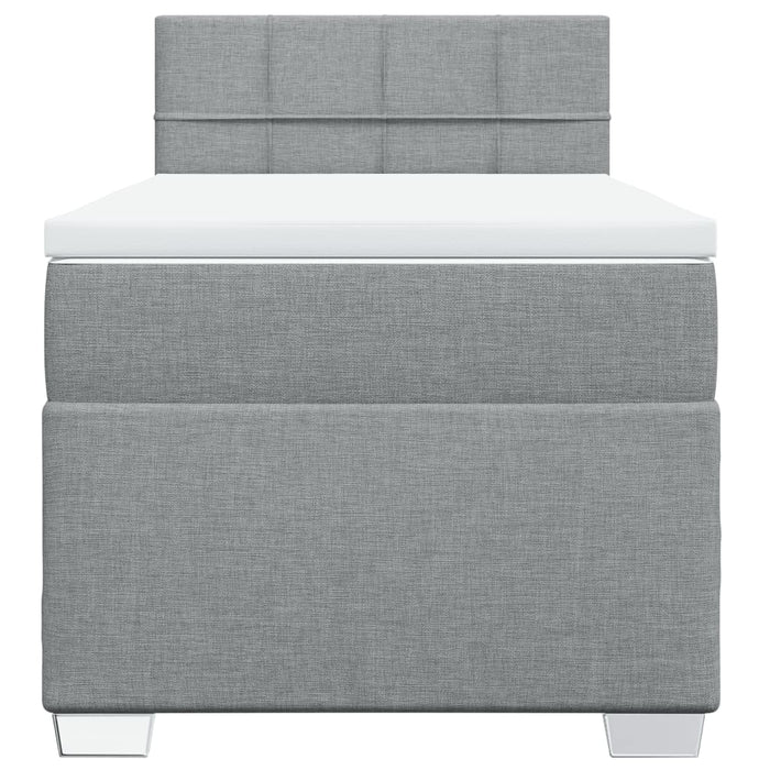 Pat box spring cu saltea, gri deschis, 90x200 cm, textil - WALTI WALTI