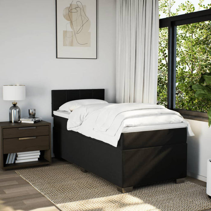 Pat box spring cu saltea, negru, 90x200 cm, textil - WALTI WALTI