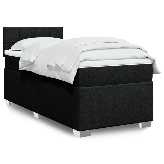 Pat box spring cu saltea, negru, 90x200 cm, textil - WALTI WALTI