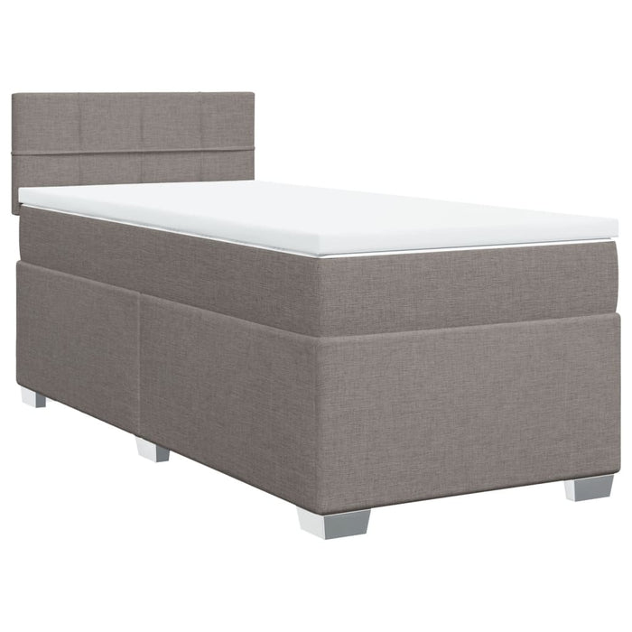 Pat box spring cu saltea, gri taupe, 90x200 cm, textil WALTI