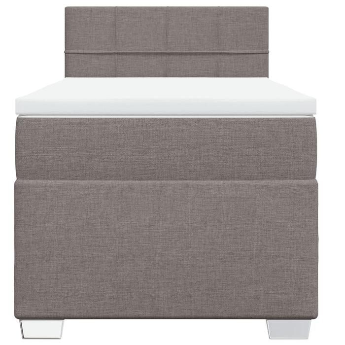 Pat box spring cu saltea, gri taupe, 90x200 cm, textil WALTI
