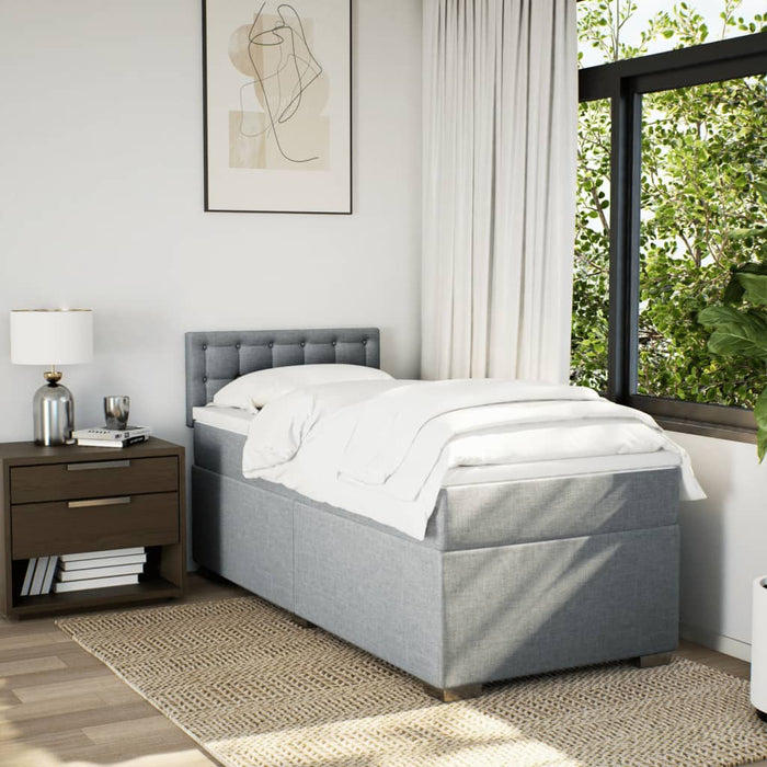 Pat box spring cu saltea, gri deschis, 90x200 cm, textil - WALTI WALTI
