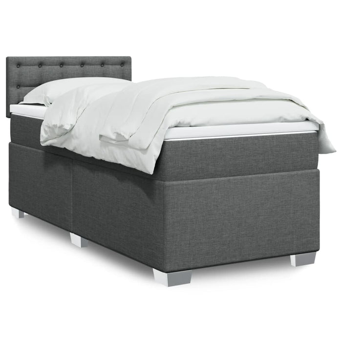 Pat box spring cu saltea, gri închis, 90x200 cm, textil - WALTI WALTI