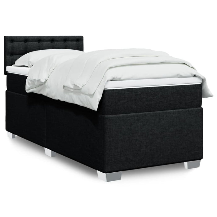 Pat box spring cu saltea, negru, 90x200 cm, textil - WALTI WALTI