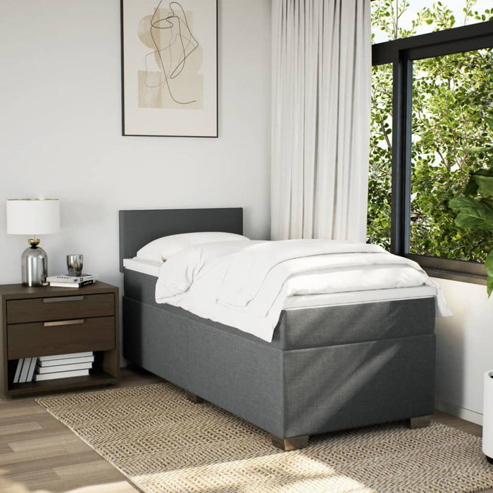 Pat box spring cu saltea, gri închis, 100x200 cm, textil - WALTI WALTI