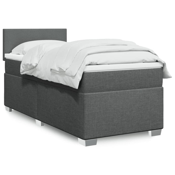 Pat box spring cu saltea, gri închis, 100x200 cm, textil - WALTI WALTI