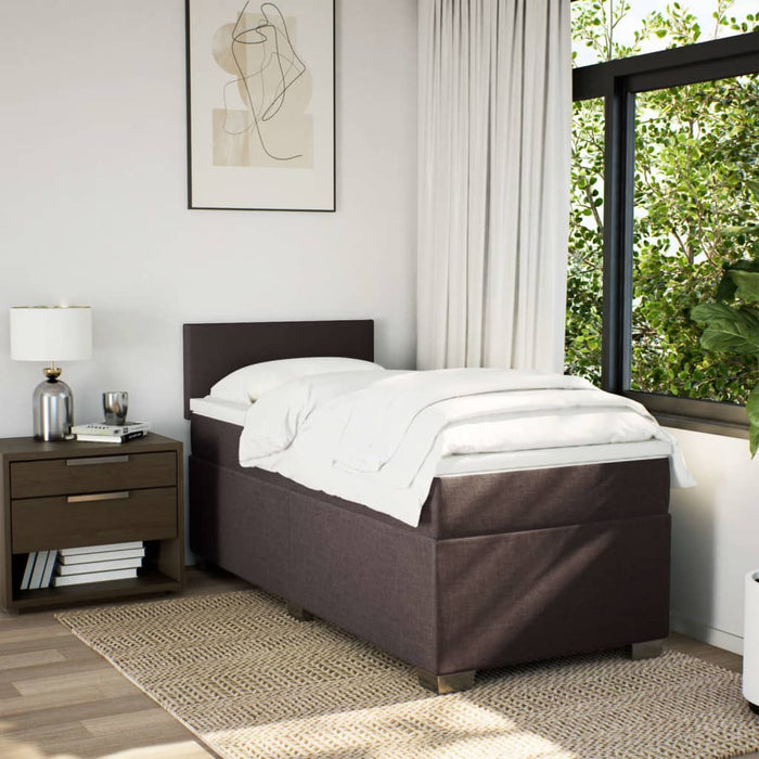 Pat box spring cu saltea, maro închis, 100x200 cm, textil - WALTI WALTI