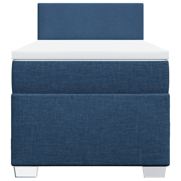 Pat box spring cu saltea, albastru, 100x200 cm, textil - WALTI WALTI
