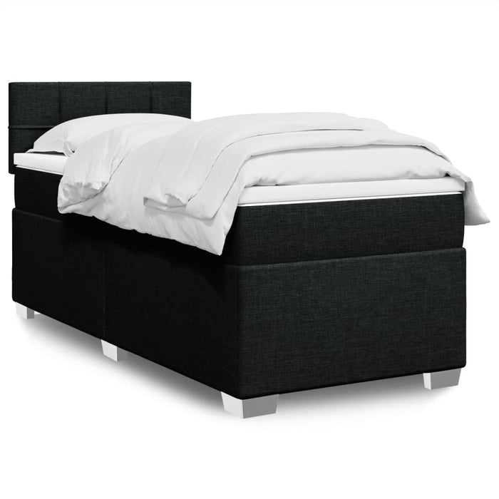 Pat box spring cu saltea, negru, 100x200 cm, textil - WALTI WALTI