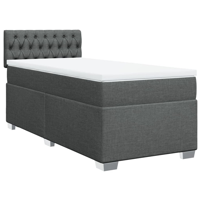 Pat box spring cu saltea, gri închis, 100x200 cm, textil - WALTI WALTI