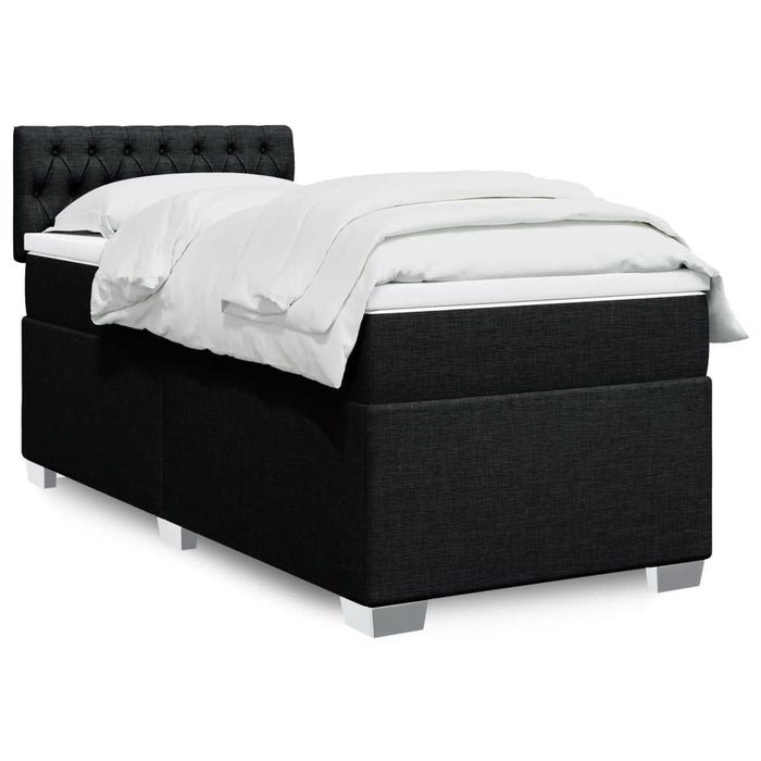 Pat box spring cu saltea, negru, 100x200 cm, textil - WALTI WALTI