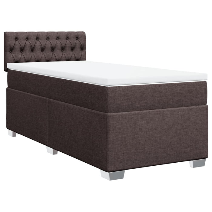 Pat box spring cu saltea, maro închis, 100x200 cm, textil - WALTI WALTI