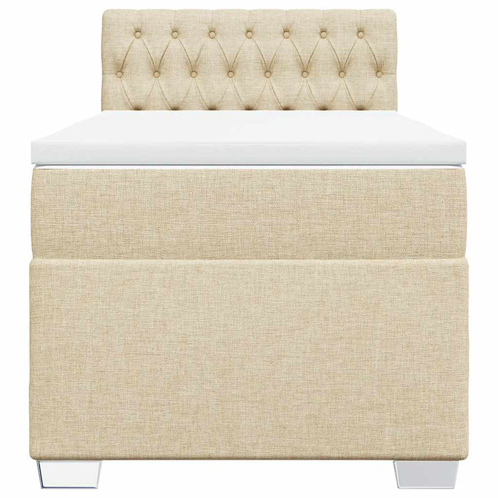 Pat box spring cu saltea, crem, 100x200 cm, textil - WALTI WALTI