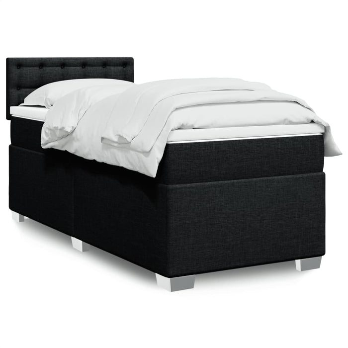 Pat box spring cu saltea, negru, 100x200 cm, textil - WALTI WALTI