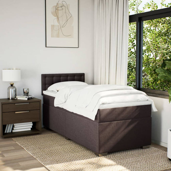 Pat box spring cu saltea, maro închis, 100x200 cm, textil - WALTI WALTI