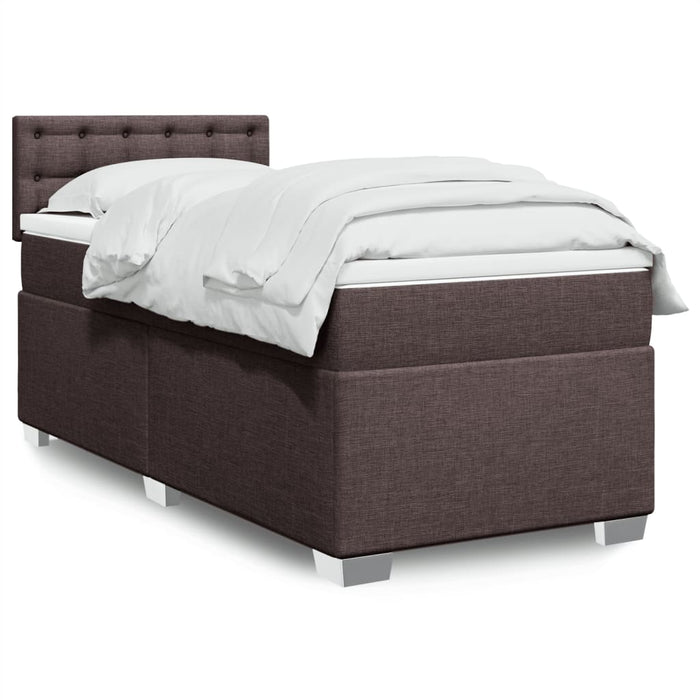 Pat box spring cu saltea, maro închis, 100x200 cm, textil - WALTI WALTI