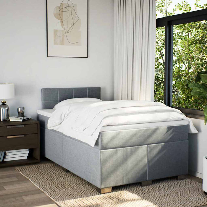 Pat box spring cu saltea, gri deschis, 120x190 cm, textil - WALTI WALTI