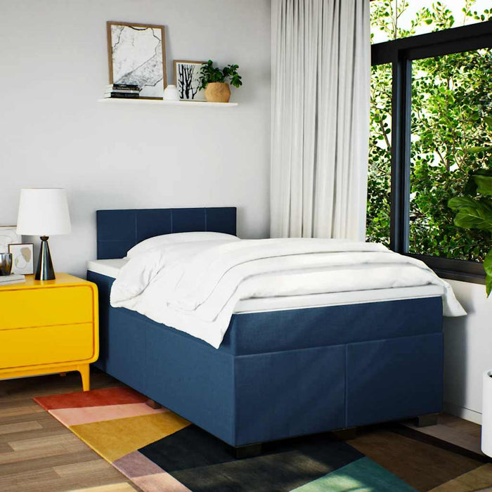 Pat box spring cu saltea, albastru, 120x190 cm, material textil - WALTI WALTI