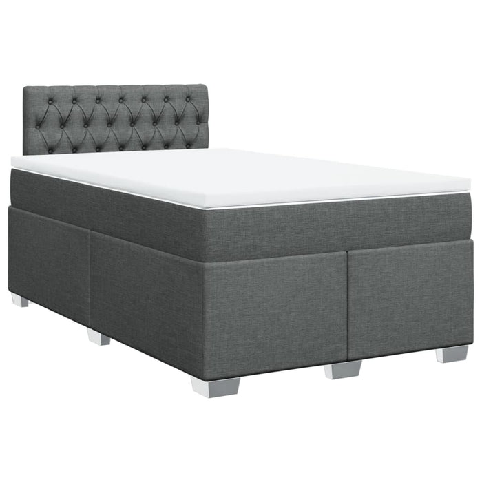 Pat box spring cu saltea, gri închis, 120x190 cm, textil WALTI