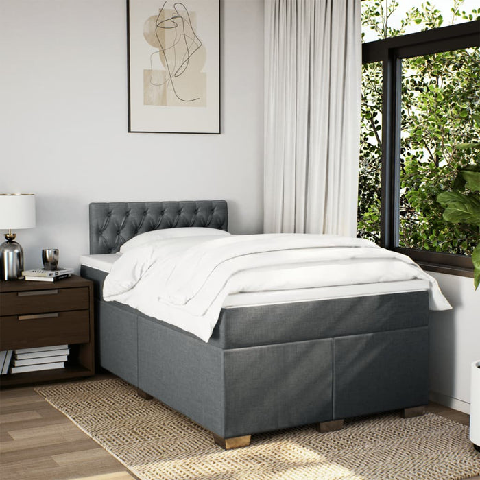 Pat box spring cu saltea, gri închis, 120x190 cm, textil WALTI