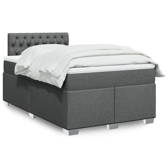 Pat box spring cu saltea, gri închis, 120x190 cm, textil WALTI