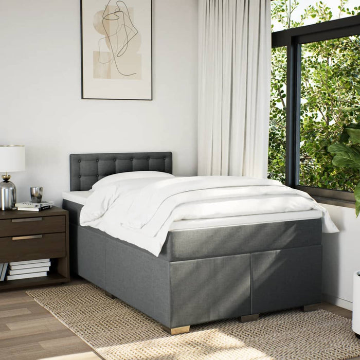 Pat box spring cu saltea, gri închis, 120x190 cm, textil WALTI