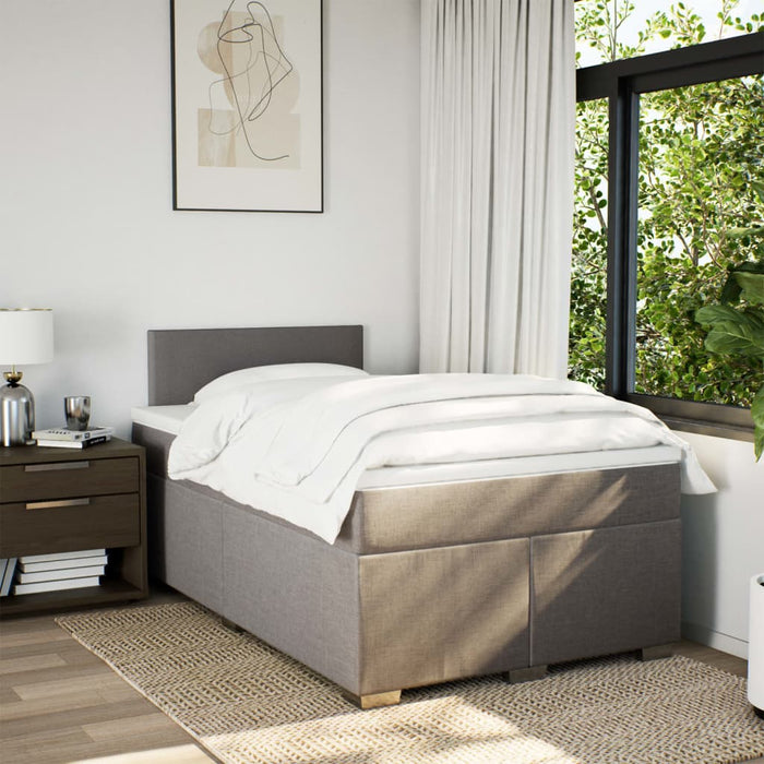 Pat box spring cu saltea, gri taupe, 120x200 cm, textil - WALTI WALTI