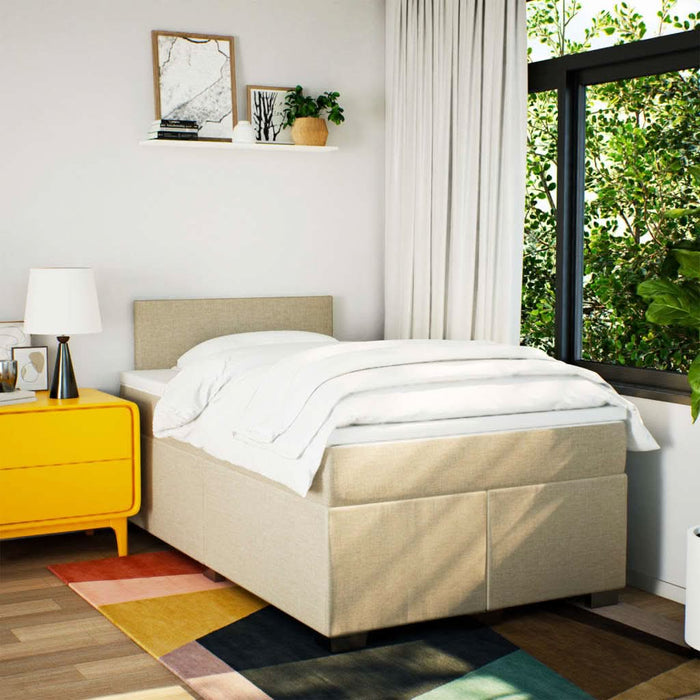 Pat box spring cu saltea, crem, 120x200 cm, textil - WALTI WALTI
