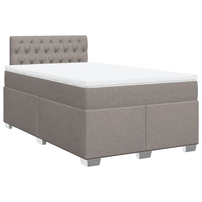 Pat box spring cu saltea, gri taupe, 120x200 cm, textil WALTI