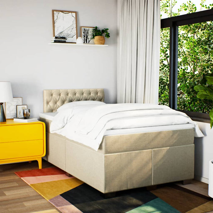 Pat box spring cu saltea, crem, 120x200 cm, textil - WALTI WALTI