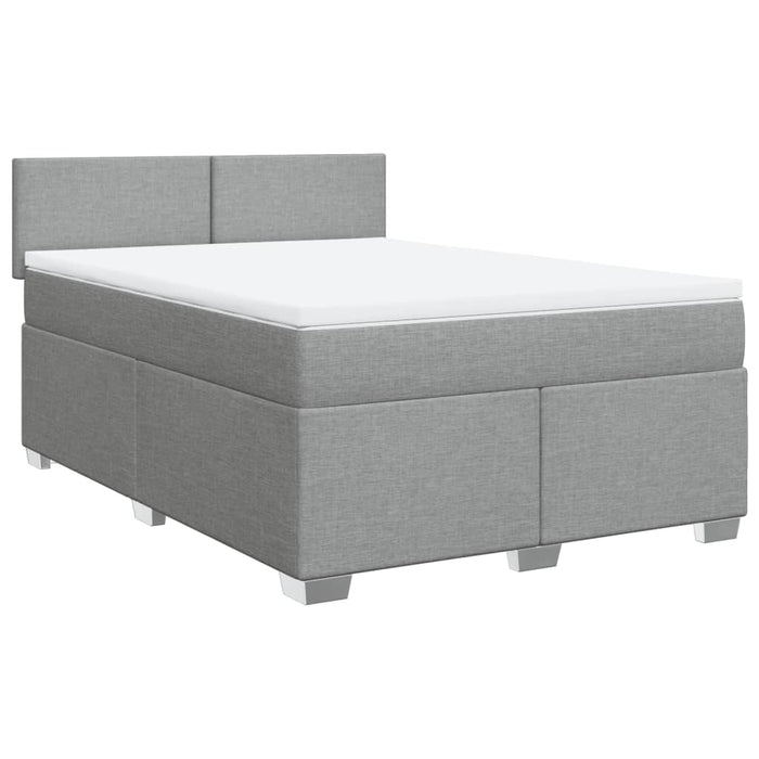 Pat box spring cu saltea, gri deschis, 140x190 cm, textil - WALTI WALTI