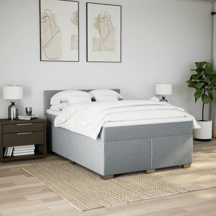 Pat box spring cu saltea, gri deschis, 140x190 cm, textil - WALTI WALTI
