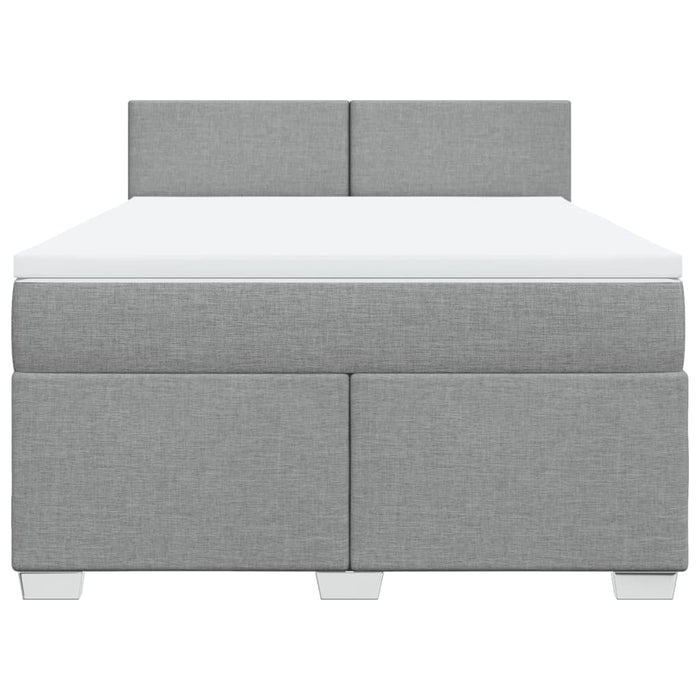 Pat box spring cu saltea, gri deschis, 140x190 cm, textil - WALTI WALTI