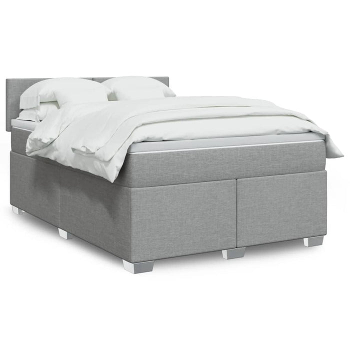 Pat box spring cu saltea, gri deschis, 140x190 cm, textil - WALTI WALTI