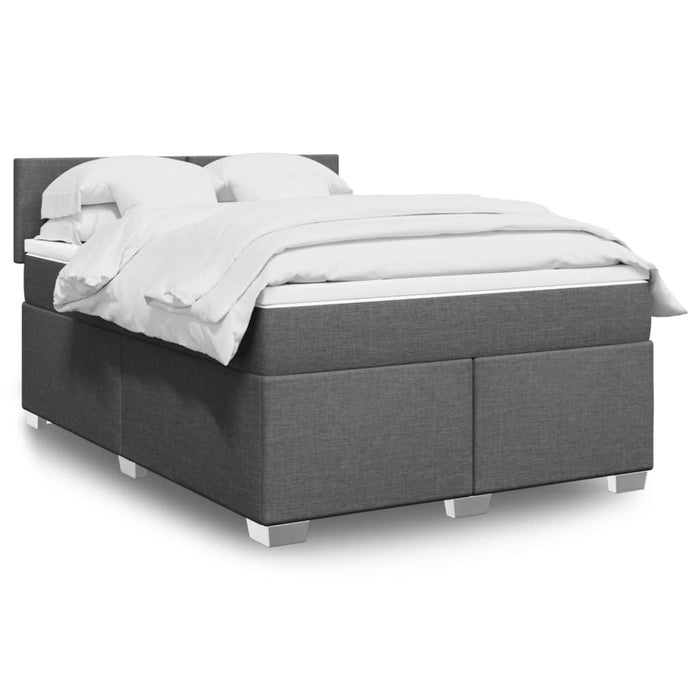 Pat box spring cu saltea, gri închis, 140x190 cm, textil - WALTI WALTI