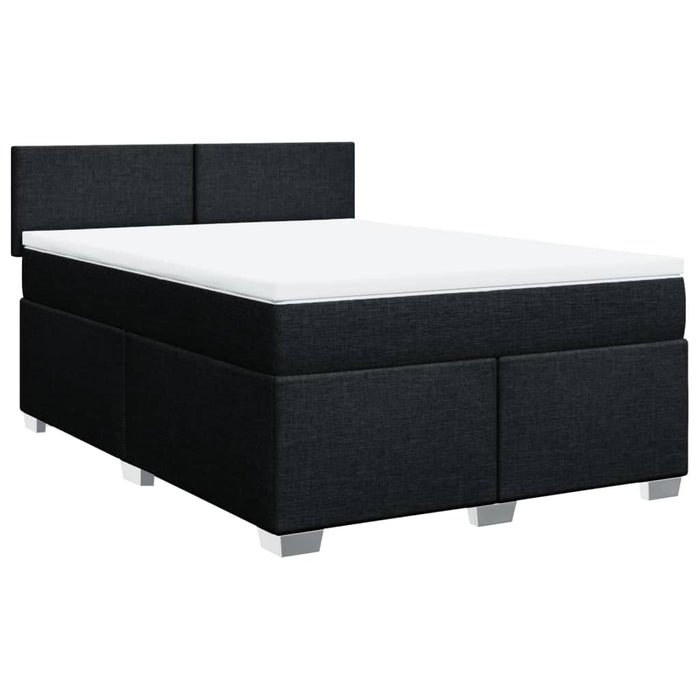 Pat box spring cu saltea, negru, 140x190 cm, textil - WALTI WALTI
