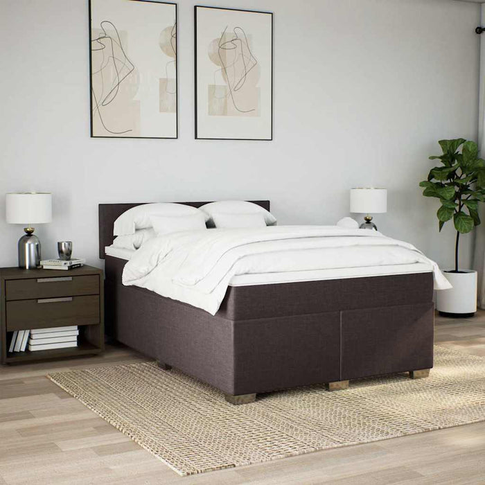 Pat box spring cu saltea, maro închis, 140x200 cm, textil - WALTI WALTI