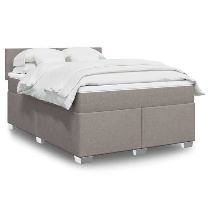 Pat box spring cu saltea, gri taupe, 140x200 cm, textil - WALTI WALTI