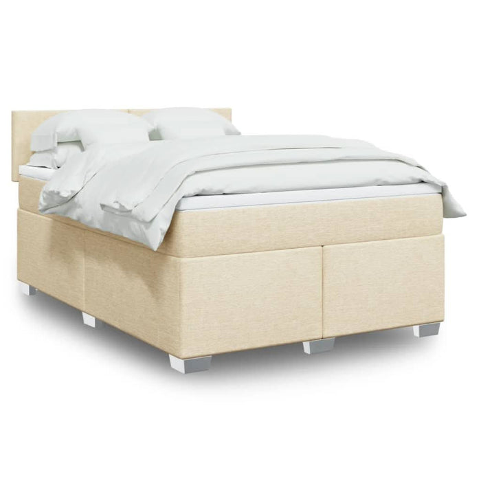 Pat box spring cu saltea, crem, 140x200 cm, textil - WALTI WALTI
